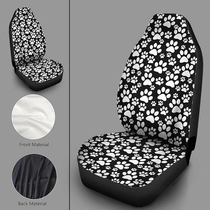 Universal Bucket Seats Cover Protector, 2 PCS Cute White Dog Paw Print Waterproof Durable Auto Interior Accessory for Car Truck SUV