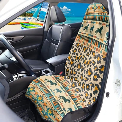Coldinair Tribal Horse Towel Beach Car Seat Cover Non-Slip Bucket Front Seats Protector,Universal Fit Waterproof and Stain Resistant for Cars,SUVs,Trucks,Leopard Print