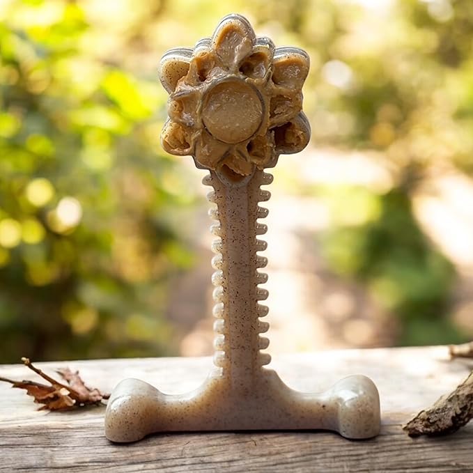 SodaPup Honey Bone Flower Tower – Ultra Durable Dog Chew Toy Made in USA from Non-Toxic, Pet Safe, Food Safe, Nylon Material for Clean Teeth, Fresh Breath, Problem Chewing, Calming Nerves, & More