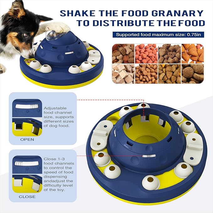 KADTC 2 Levels of Step-by-Step Challenge,Beginner to Advanced,Large Size Dog Puzzle Feeder Toy - U.S. Brand - Design Shake-to-Release Treat Food Dispenser for Dogs Mental Stimulation Enrichment Toys