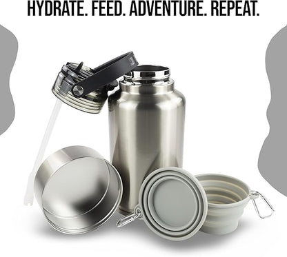 Hogg Hydro Hound, Sublimation Dog Water Bottle Bowl, Insulated Dog Water Bottle, 32 oz Insulated Stainless Steel Tumbler for Pets, Sublimation Pet Bowls - Clear (Silver)