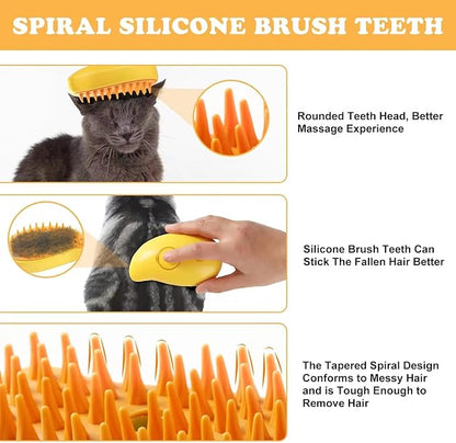 Pet Steam Brush 3-in-1 – Cat & Dog Grooming Brush with Spray – Hair Remover & Deshedding Comb – Silicone Massage Cleaner for Pets