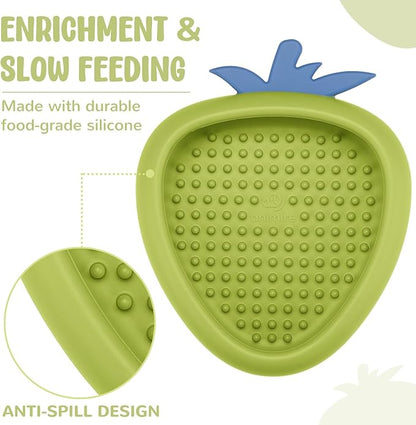 Freeze Dog Lick Bowl, Animire Non-Slip Slow Feeder Lick Mat for Dogs, Silicone Dog Enrichment Bowl for Distraction Anxiety Relief Boredom, BPA Free, Dishwasher Safe(Green,L)
