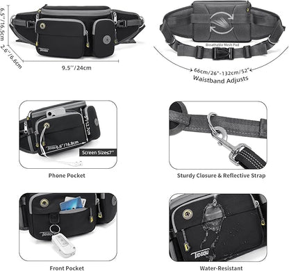 TUDEQU 4-in-1 Dog Walking Belt with Large Fanny Pack, Dog Fanny Pack, Hands Free Dog Leash Leash for Large Dogs that Pull Training Jogging Hiking