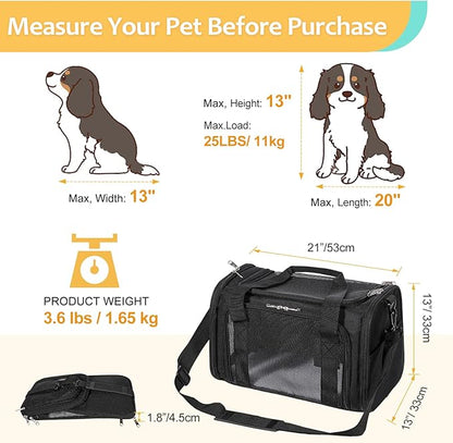 Discala Cat Dog Carrier Pet Carrier for Small Medium Cats Puppies Dog Carriers for Small Dogs Collapsible Soft Sided Cat Travel Carrier - Black 21 * 13 * 13