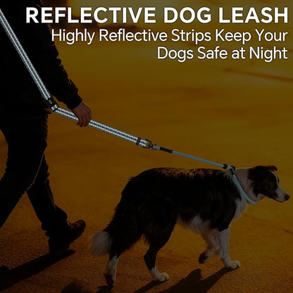 QQPETS Adjustable Slip Lead Dog Leash, Hands Free Waist Leash for Dog Walking, Reflective Training Lead with 360° Swivel Anti-Tangle, 4-7 ft Length for All Breeds