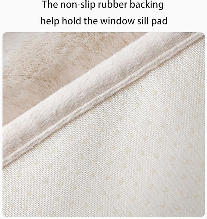 Soft Cat Dog Window Sill Pad Perch, Fluffy Windowsill Dog Mat Pillow Seat Bed, Cat Pet Cushion for Window Sill Mat (Beige, 12"x24")