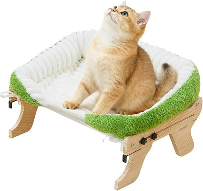 cat Window Perch for Indoor Cats Large Window Hammock with Washable Cover Suitable for All Seasons cat Window Bed for Adults Cats and Kittens(White and Green)
