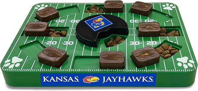 NCAA Puzzle Toy Slow Feeder, Puzzle Treat Dog Toy, Interactive Dog Treat Toy, Dog Puzzle Feeding Slow Toy (Kansas Jayhawks)