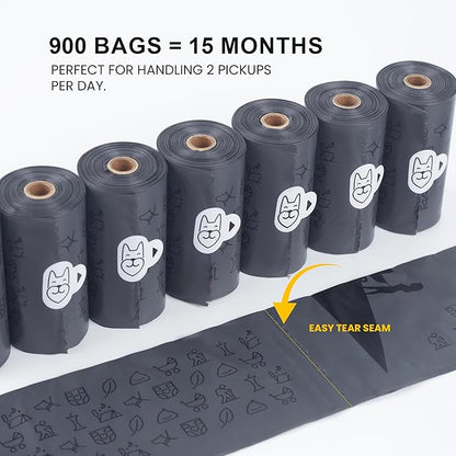 SVD.PET Dog Poop Bags Rolls, 900 Bags with Waste Bag Holder, 100% Leak-Proof, Unscented Dog Bags for Poop, Pet Waste Bag Refill Rolls
