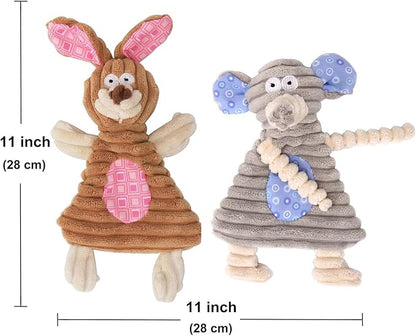 Comtim No Stuffing Dog Toys with Squeaker, Durable Dog Chew Toys, Small Dogs & Puppies, Rabbit & Elephant