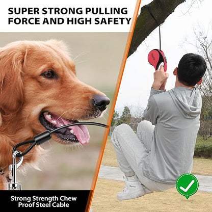 Upgraded Retractable Dog Leash with Chew Proof Extender, Pet Walking Leashes with Poop Bag Holder, 26Ft Heavy Duty Retractable Pet Leash for Medium Large Dogs up to 110lbs, Anti-Slip Grip
