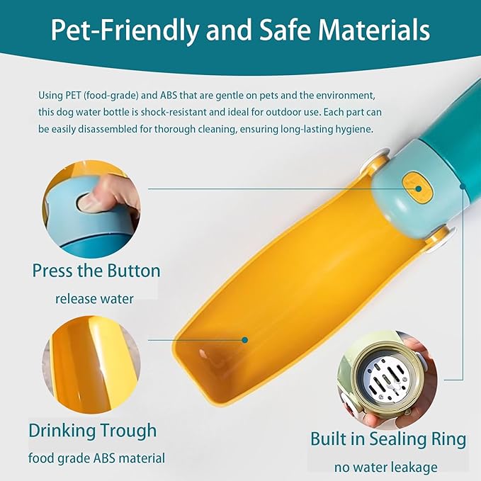 Portable Dog Water Bottle Large 17oz - Insulated, Collapsible & Leak-Proof Water Dispenser for Dogs On-The-Go - Lightweight Travel Water Bowl for Hiking, Walking, Outdoor (Green)