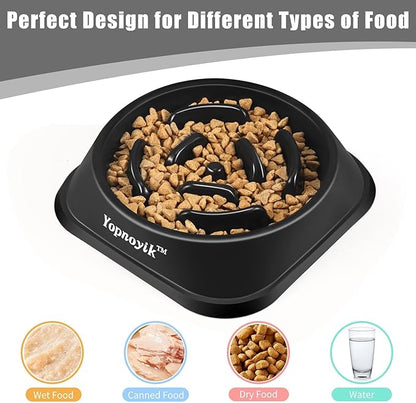 Slow Feeder Dog Bowls for Healthy Eating, Non-Slip and Anti-Choking Design, Reduces Bloating & Overeating for Medium Dogs and Cats, Easy to Clean