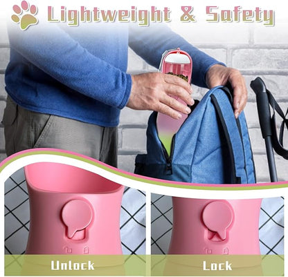 Dog Water Bottle Portable, 19Oz Large Capacity Dog Water Dispenser, Food Grade Pet Accessories for Small Dogs Large Breed, Travel Pet Water Bowl for Outdoor, Dog Birthday Gifts (Pink&Green)