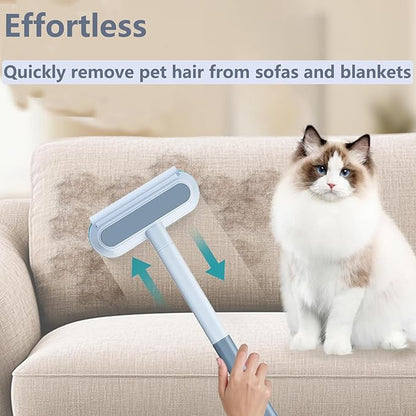 4 in 1 Pet Hair Remover, Reusable, Effective Cat and Dog Hair Removal Cleaning Tool with 17-Inch Extra Long Handle Multifunctional Fur Lint Brush for Couch, Furniture, Carpet, Clothes, Bedding