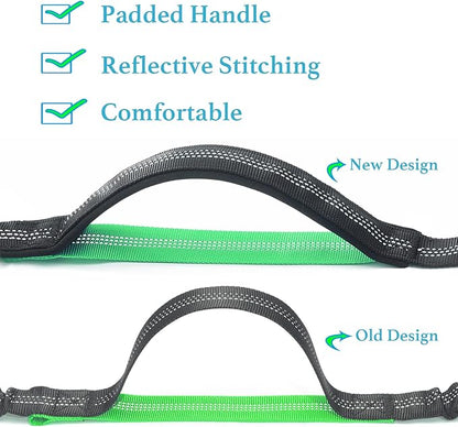 Hands Free Dog Leash for Running, Walking, Hiking, Durable Dual-Handle Bungee Leash with Reflective Stitching and an Adjustable Waist Belt, for Up to 150 lbs Large Dogs (Medium/Large, Black)