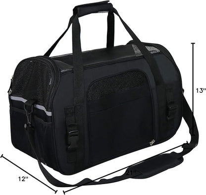 EliteField Soft Pet Carrier (3 Year Warranty, Airline Approved) Soft Sided Dog Puppy Cat Carrier Travel Bag (X-Large: 21" L x 12" W x 13" H, Black)