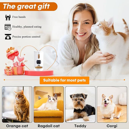 Automatic Cat Feeder Camera for 2-Cats: Easy Setup Timed Smart Dog Feeder WiFi - 2-Way Audio 5G Pet Food Dispenser APP Control for Multi-Cat 2 Pack