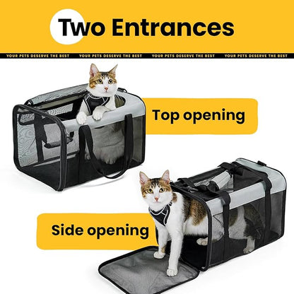 Soft-Sided Cat Carrier for Small-Medium Cats, Puppies up to 15 Lb, Airline Approved