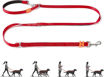 HOWGO Hands Free Dog Leash with Padded Handle,Multifunctional Crossbody Waist Leash for Walking Running Jogging Training,7.5 FT Nylon Adjustable Length for All Breeds(Red, Standard)