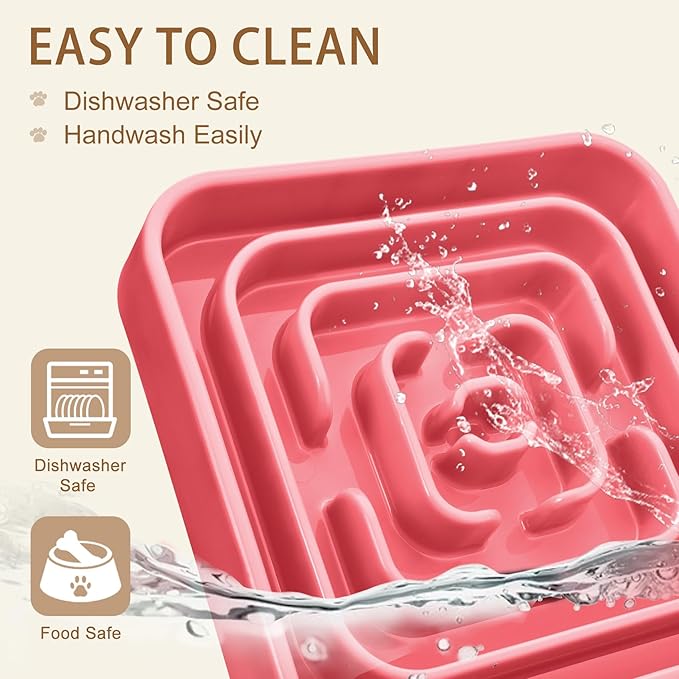 Slow Feeder Dog Bowls for Large Medium Dogs, Anti-Choking Slow Eating Maze Dog Food Bowl, Anti-Slip Slow Feeding Pet Puzzle Bowl,Pink