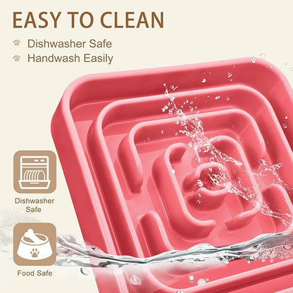 Slow Feeder Dog Bowls for Large Medium Dogs, Anti-Choking Slow Eating Maze Dog Food Bowl, Anti-Slip Slow Feeding Pet Puzzle Bowl,Pink