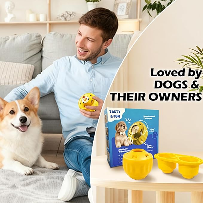 Frozen Treat Dispensing Dog Toy to Keep Them Busy, Interactive Indestructible Dog Puzzle Toy for Small Medium Breeds, Cognitive Dog Enrichment Toys Freezable - Yellow