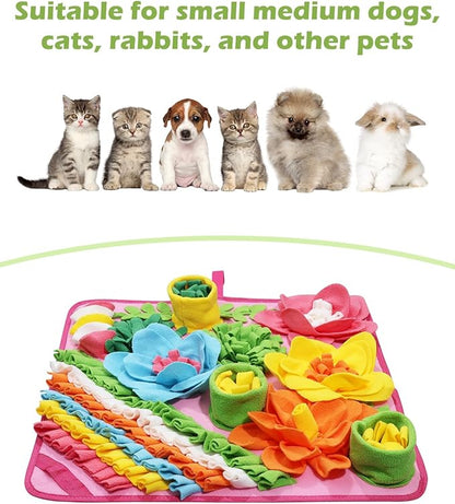 KeeKit Snuffle Mat for Dogs & Cats, Slow Feeding Mat for Small & Medium Breeds, Encourages Natural Foraging Skills, Durable Foraging Pad for Mental Stimulation - Pink, Large