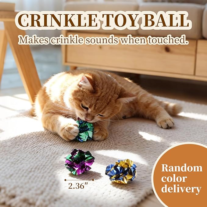 Cat Toys for Indoor Cats, a Set of 25 Interactive cat Toys, Including Colorful Springs, Squeaky Balls, Rainbow Balls, Feather Bouncy Balls, Bell Balls, and Many Other Kitten Toys.