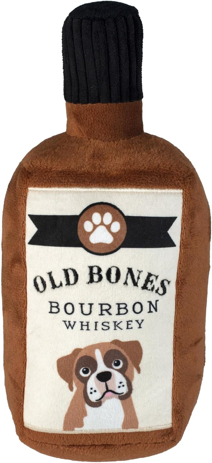 Fringe Studio Old Bones Whiskey Plush Dog Toy, Pet Shop Collection (314454)