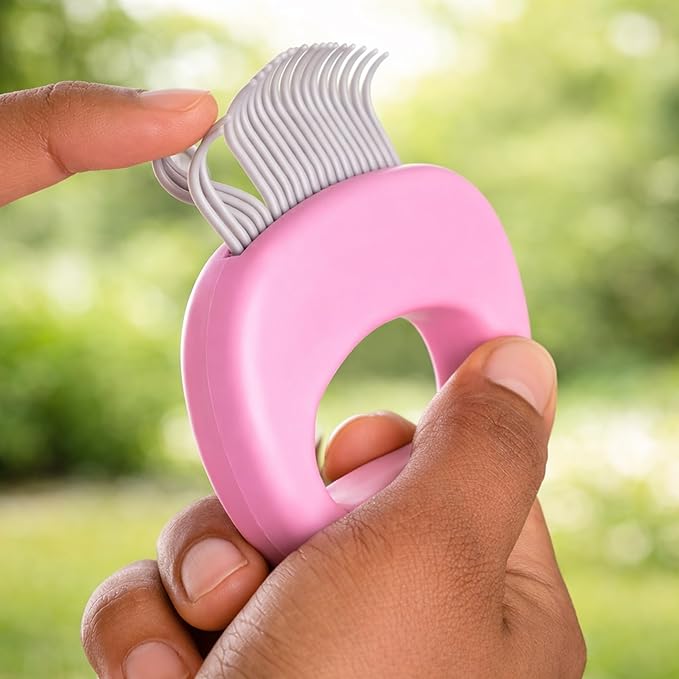 Pet Hair Removal Massage Shell Comb, Soft Deshedding & Dematting Grooming Brush for Dogs, Cats, Puppies & Rabbits – Removes Loose Fur & Mats, For Long & Short Hair (Pink)