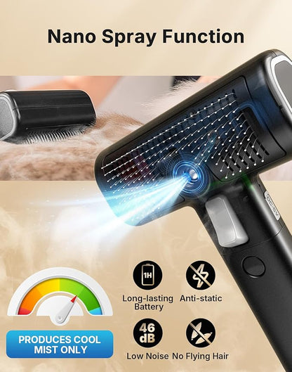 Pet Steam Brush for Dog & Cat with 3 Waterless Shampoo, Bath Shower Comb for Shedding & Grooming & Massaging Water Spray Brush for Long & Short Haired Pets Spritz Defur Comb