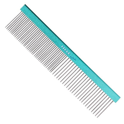 Floof by Brodie Everydog Comb, 8 in. Greyhound Style Fine/Coarse Fur Comb for Dogs and Puppies, Cats; Rounded Corners Prevent Friction and Breakage, Solid Brass with Steel Teeth, Chrome Finish