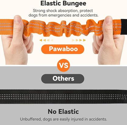 Pawaboo 2Pack Dog Seatbelt for Car, 3-in-1 Dog Car Seat Belt, Shockproof Dogs Tether with Buckle & Hook Latch, Adjustable Reflective Dogs Cars Harness Leash with 360° Lockable Buckle, Orange/Black