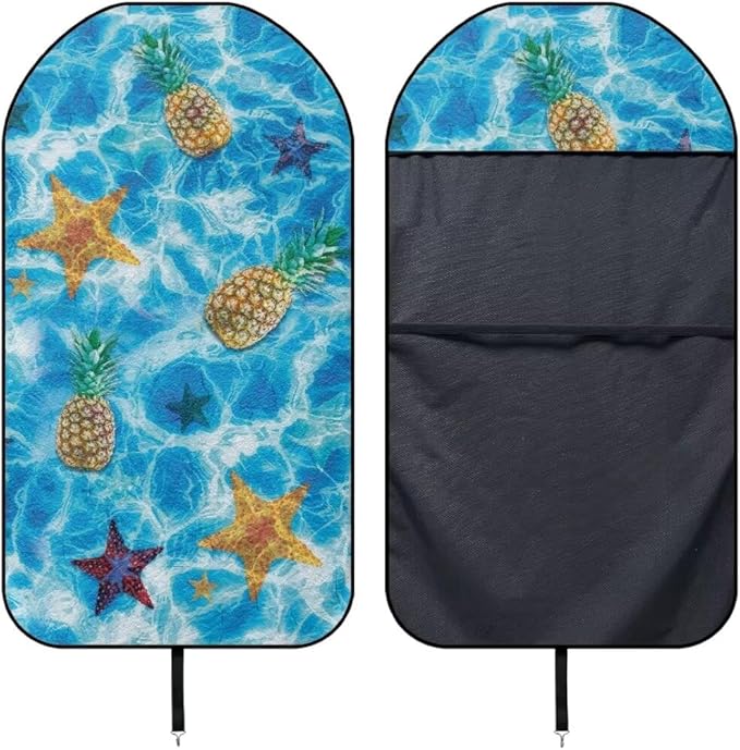 Coldinair Ocean Starfish Towel Waterproof Sweat Beach Seat Cover Pineapple Universal for Car Truck SUV Seat for Dog or Workout,Non-Slip and Easy to Install