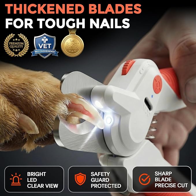 Dogs & Cats Nail Clippers with Light – Safety Guard Pet Nail Trimmer Reveals the Quick, Stainless Steel Blades, Beginner Friendly Grooming Tool for Home Use, Suitable for Small, Medium & Large Pets
