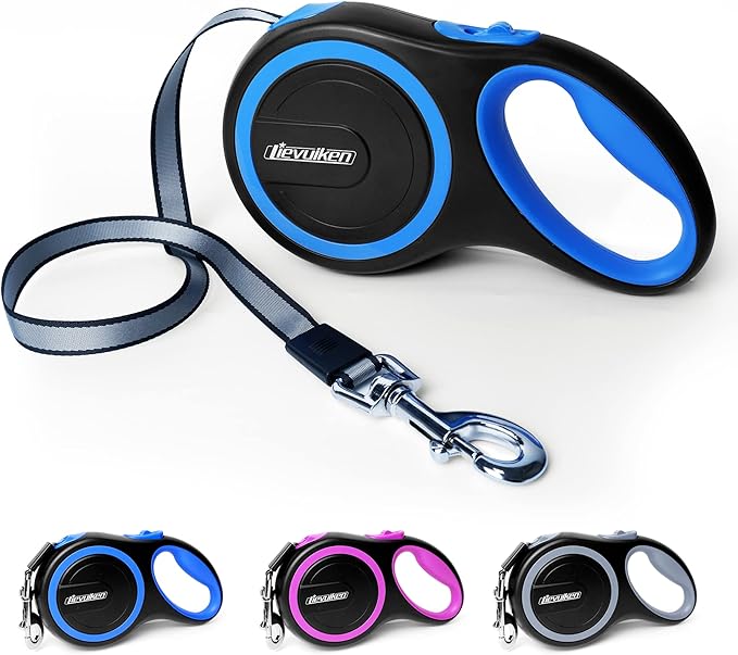 26 FT Retractable Dog Leash with No Tangle, Heavy Duty Great Leash for Dog up to 110lbs, One-Handed Brake, with Non-Slip Handle, Strong Nylon Tape for Small, Medium and Large Dogs