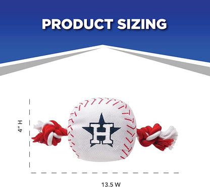 MLB HOUSTON ASTROS Baseball Rope Toy for DOGS & CATS. Tough nylon, Sporty Baseball Design, Heavy-duty ropes with Inner SQUEAKER