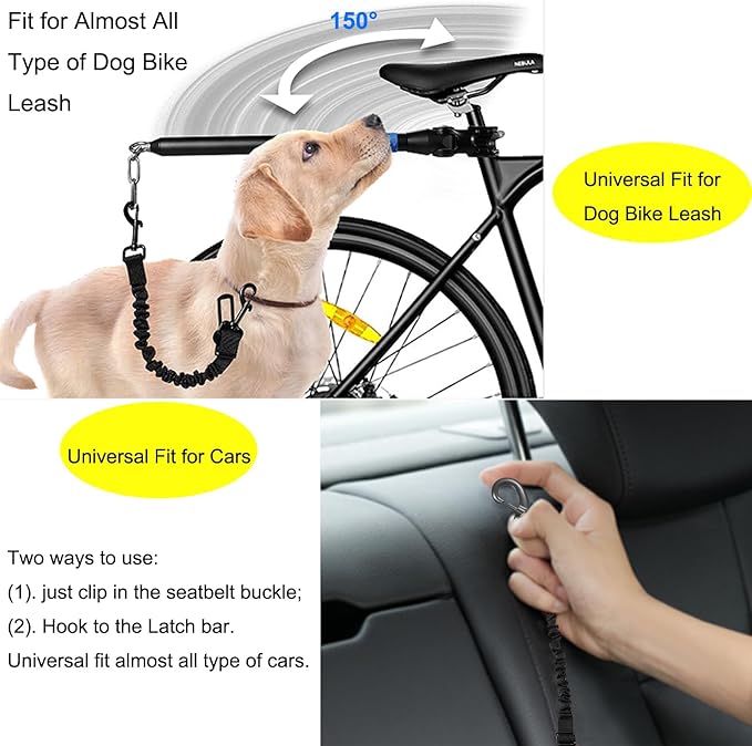 Dog Seat Belt for Car, Retractable Adjustable Nylon Pet Seatbelts for Vehicle Headrests, Elastic & Durable Car Harness, Dogs Leash Accessories for Bicycles (Only Leash Red)