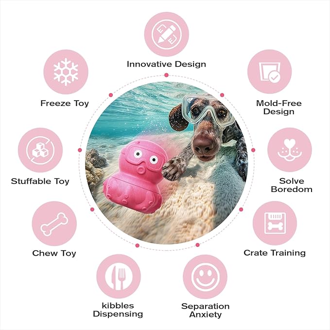 OYR Freeze Bone Dog Toy Interactive Treat Dispensing Chew Toy for Large Aggressive Chewers, Enrichment Puzzle Feeder for Mental Stimulation Reduces Anxiety & Extends Playtime (Pink)