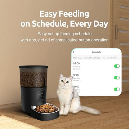 Boyarca Automatic Cat Feeders with App,WiFi Tuya Smart Automatic Pet Feeder with Timer Auto Dry Food Dispenser for Cats and Small Dogs,1-10 Meals/Day,1-12 Portions/Meal,3L