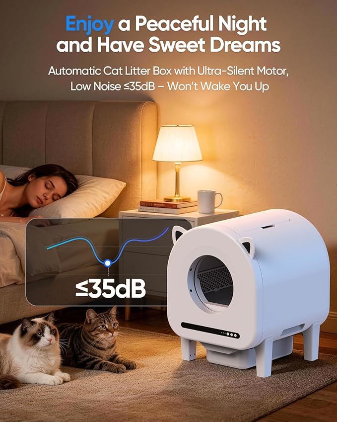 Automatic Cat Litter Box, Self Cleaning Litter Box 68L Large Capacity for Multiple Cats, App Control with Dual Safety Sensors, Anti-Pinch & Odor Control, Washable Liner & 2 Rolls Trash Bags