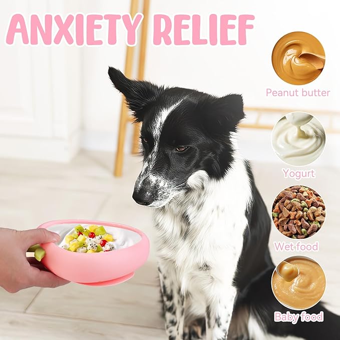 Freeze Dog Lick Bowl, Animire Non-Slip Slow Feeder Lick Mat for Dogs, Silicone Dog Enrichment Bowl for Distraction Anxiety Relief Boredom, BPA Free, Dishwasher Safe(Pink,S)