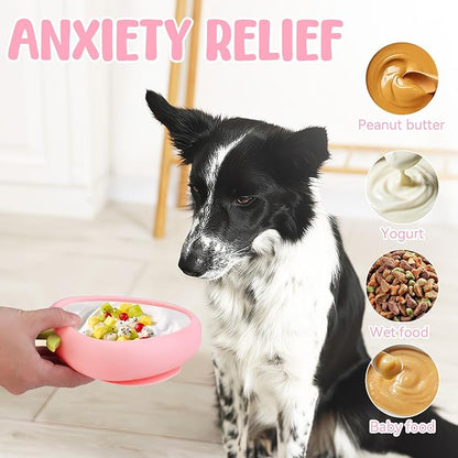 Freeze Dog Lick Bowl, Animire Non-Slip Slow Feeder Lick Mat for Dogs, Silicone Dog Enrichment Bowl for Distraction Anxiety Relief Boredom, BPA Free, Dishwasher Safe(Pink,S)