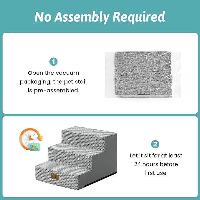 Dog Stairs for Small Dogs 11.7" H, 3-Step Gentle Incline Pet Step for Couch Chiars, Right-Angle Dog Ramp for Puppy Doggie Senior Cats, 15.7x17.7x11.7 Inch, Grey