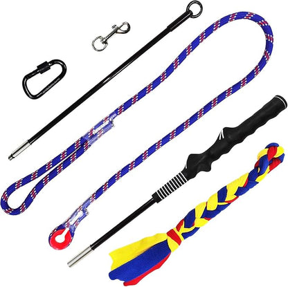 Flirt Pole for Dogs-Interactive Lures Durability Rope,Chase and Tug of war Puppy Toy，Outdoor Dog Agility Training Equipment Plush，Teaser Chew Pet Kits for Small Medium Dogs