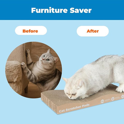 Best Pet Supplies Catify Cat Scratcher, Fun Interactive Scratchers, Posts, Poles, Claw Safe, Furniture Saver Indoor Play Support Natural Cat Behaviors Heavy Duty - Wave (2 Pack), 17.25 x 8.5