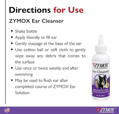Zymox Ear Cleanser Solution for Dogs and Cats, 4oz
