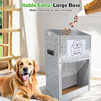 Automatic Dog Feeder,Galvanized Metal Pet Food Station for Indoor & Outdoor Use,50LBS Capacity Automatic Food Dispenser for Small, Medium, and Large Dog